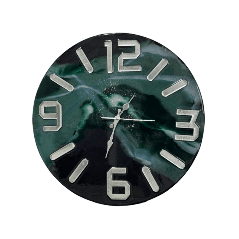 "Emerald Eclipse" Resin Wall Clock